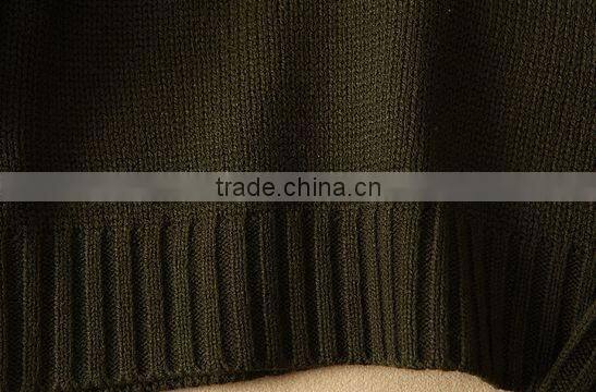 The long sleeve dark green round V neck knitting pullover casual men knitted sweater