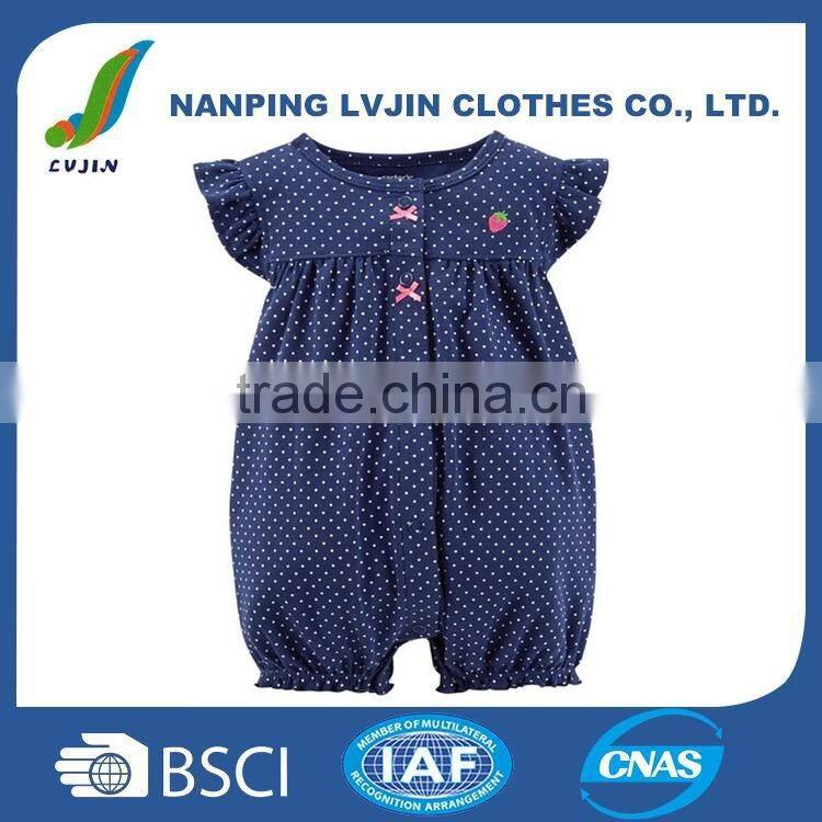 High quality soft 100% cotton newwborn baby romper/overall,baby girls 1-piece embroidered snap-up romper,kids clothes