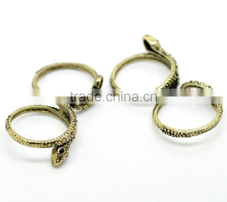 Antique Bronze Snake Two Fingers Double Rings