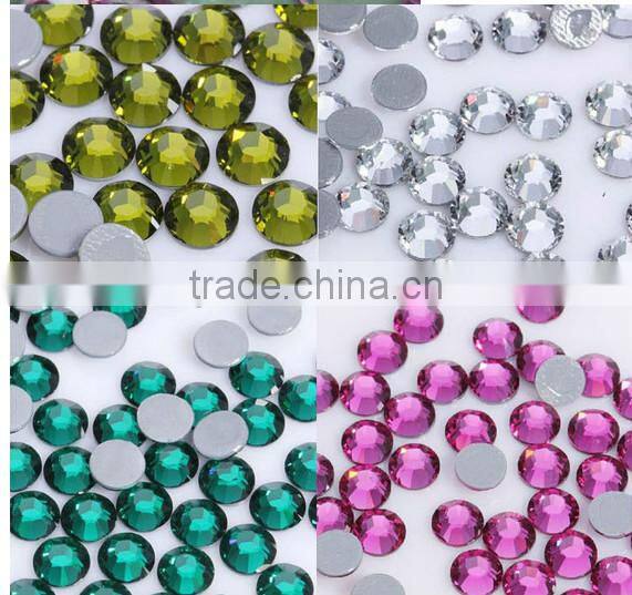 crystal color flat back hot fix rhinestones for wedding dress