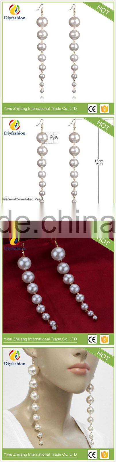 Hot sell long 8 Pearl Tassel ear hook for women