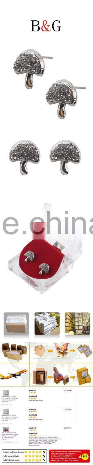 Customized Lovely Mushroom Pattern Sterling Silver 925 Earrings Young With Lowest Price Made In China Wholesale