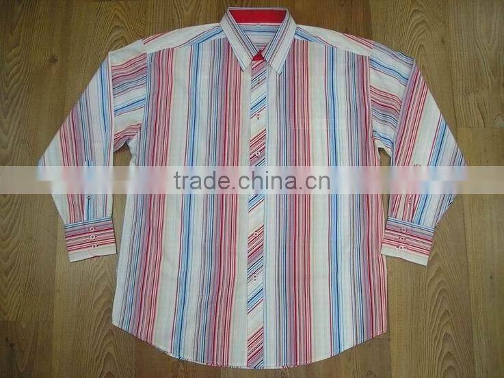 Mens 100% Cotton yarn-dyed Striped Long Sleeve Shirt