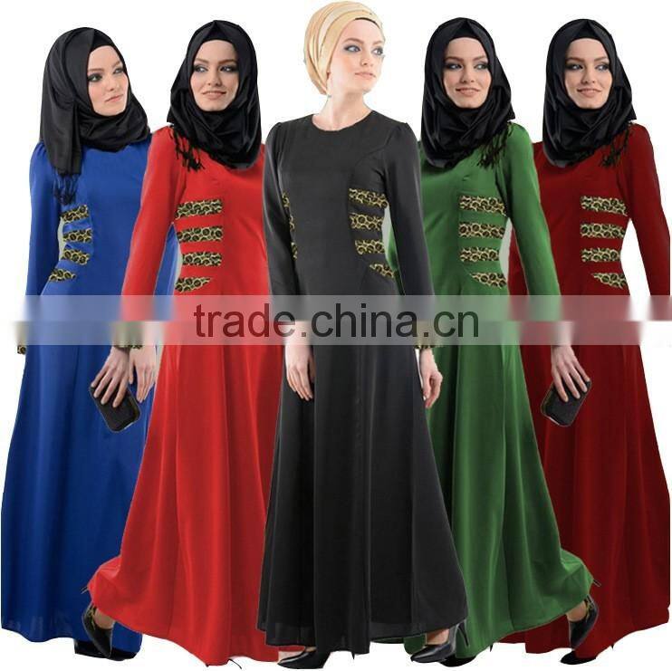 hemp black red patched muslim dress robe/xge muslim Arabian middle east lace abaya kaftan dress/ islamic muslim women dress