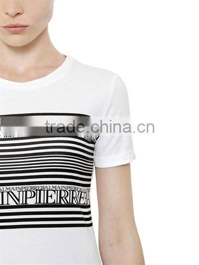 OEM China Manufacturer Silk Screen Printing White T-Shirts For Women,Girls Short Sleeve Slim Cotton T Shirts