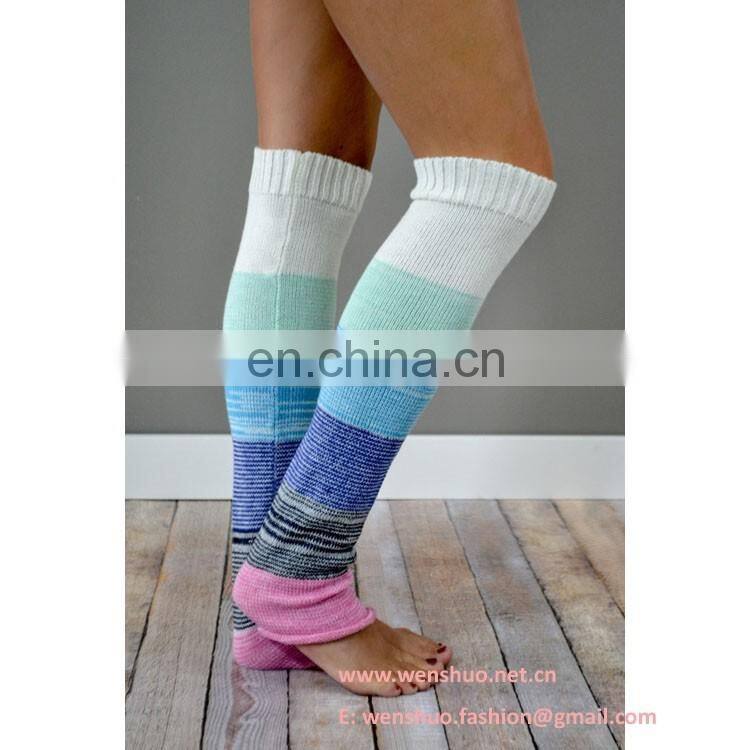 Multicolor Stitching Buttons Wool High Socks In Stock