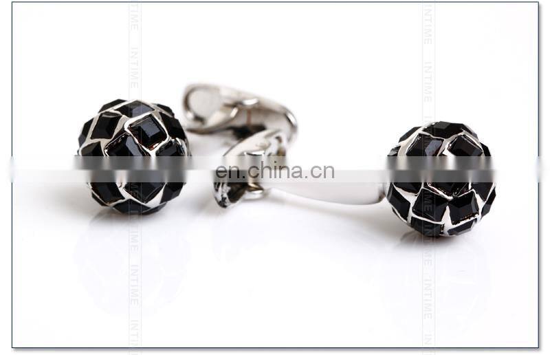 Black Plated Ball Gem Stone Cufflinks