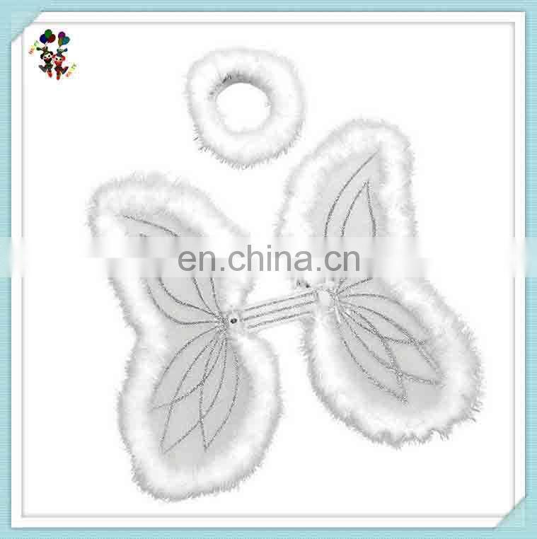 Hen Party Marabou Adult White Glitter Angel Wings with Halo HPC-0833