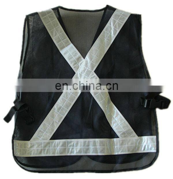 Kids 60GSM Multi-use Black Reflective Mesh Safety Vest With Plastic Buckle
