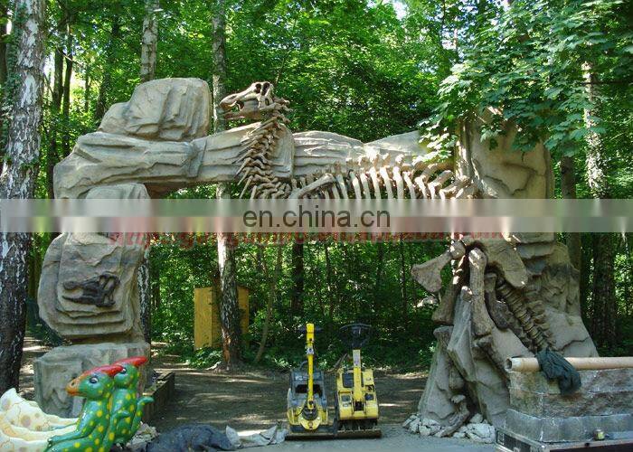 Outdoor theme park dinosaur gate