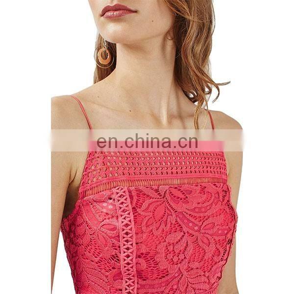 Elegant Women Dress Fashion Design Red Color Floral Crochet Bodycon Dress