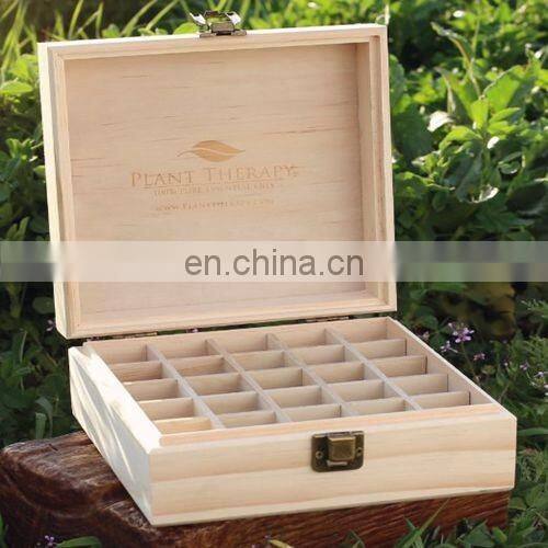Wood box packaging Essential Oil Box - Holds 25 Bottles Size 5-15 ml