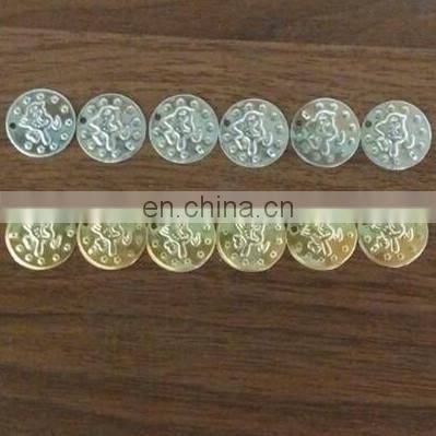 Personalized 18mm tribal gold and silver fake belly dance coins with 3 patterns logo for belly dance P-9062