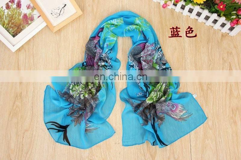 Fashion girls' silk solid long cheap chiffon scarf