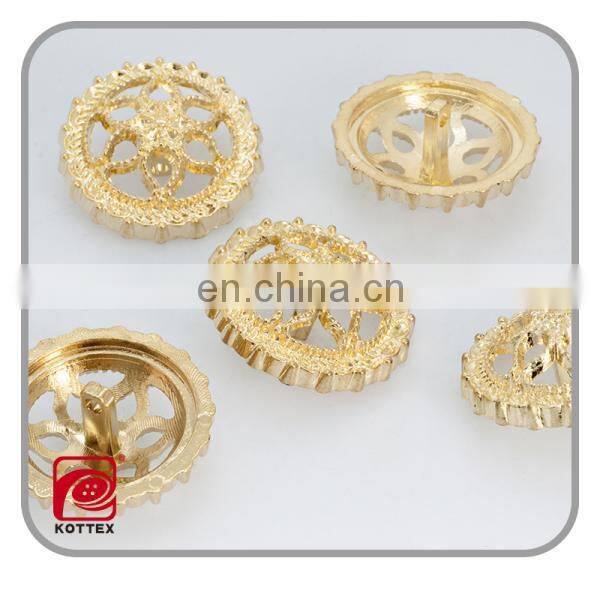 snowflakes shaped hollow out round shiny gold coat buttons,garment buttons for women