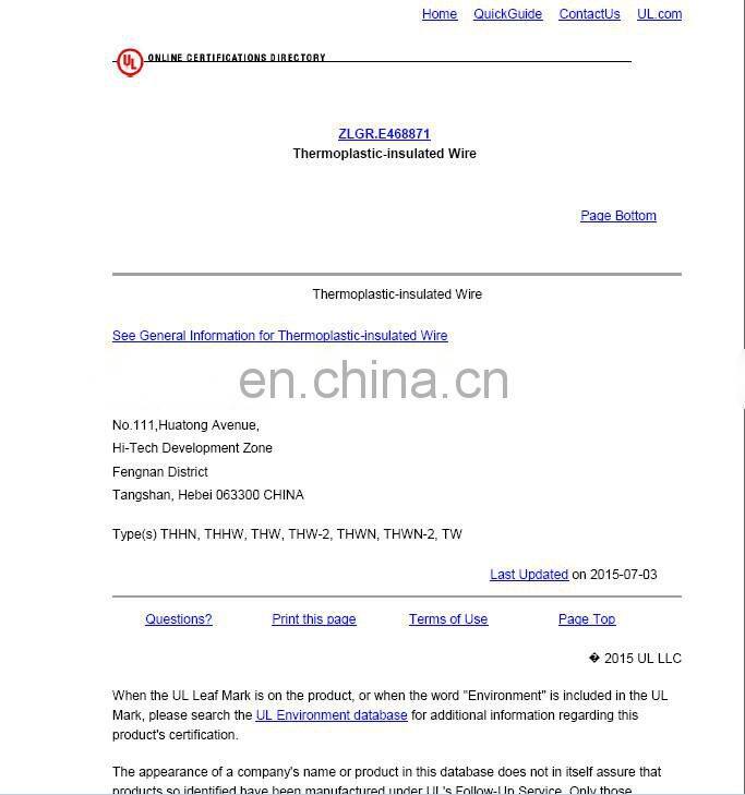 UL83 listed 600V solid or stranded thhn thwn thwn-2 12 gauge electrical wire