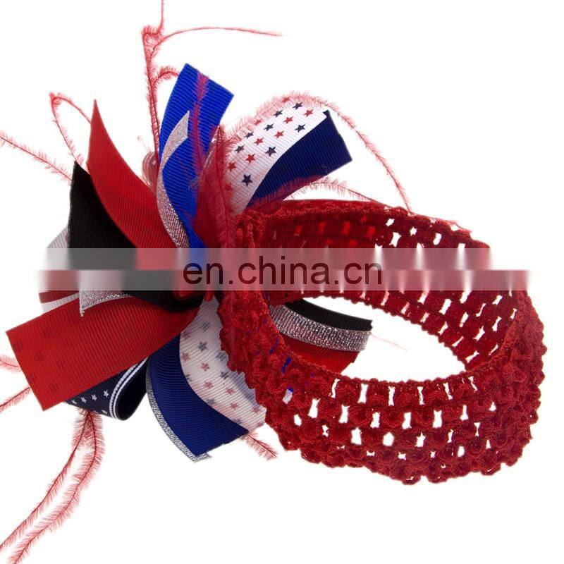 Girl Headband Hair Clips Independence Day Baby Hair Accessories with fur 4Colors