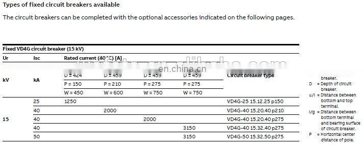 VD4G/P-40 15.32.40 ABB Generator circuit breaker ABB VD4 GCB