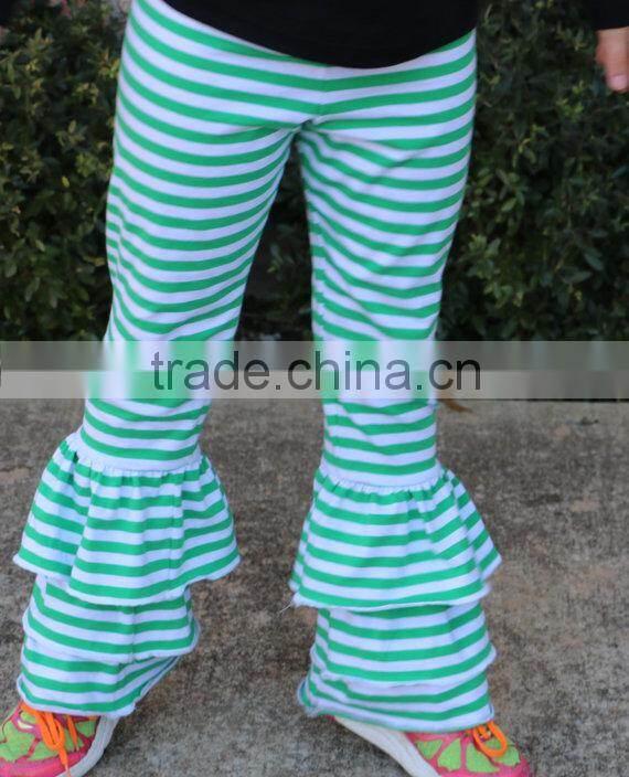new design green baby girl maxi outwear pant knit ruffle bottom pants capri pants