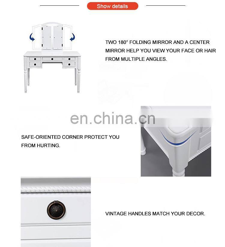 Wood Makeup Vanity Table Luxury Bedroom Furniture Dressers White Wooden Dressing Table