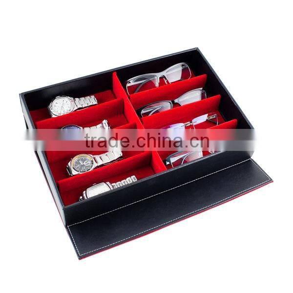 wholesale genuine leather eyeglass case glasses storage box watch display case
