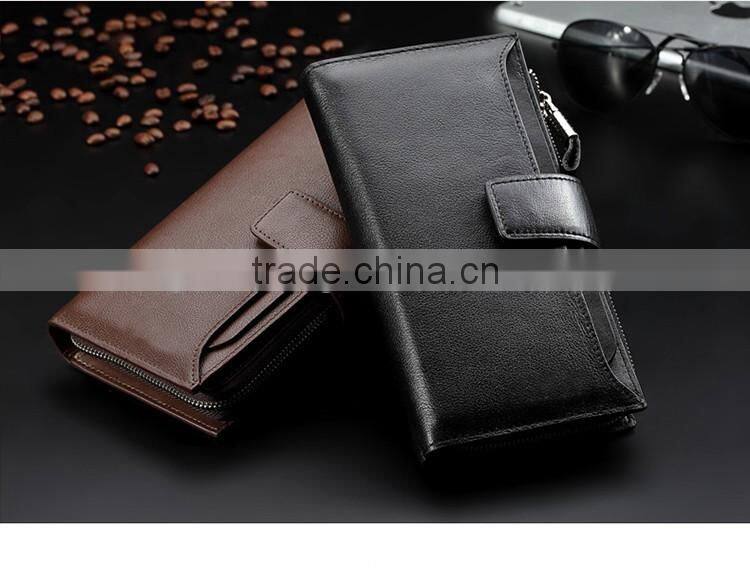 high capacity genuine leather men's wallet with many card slots, wholsale rfd leather wallet for men