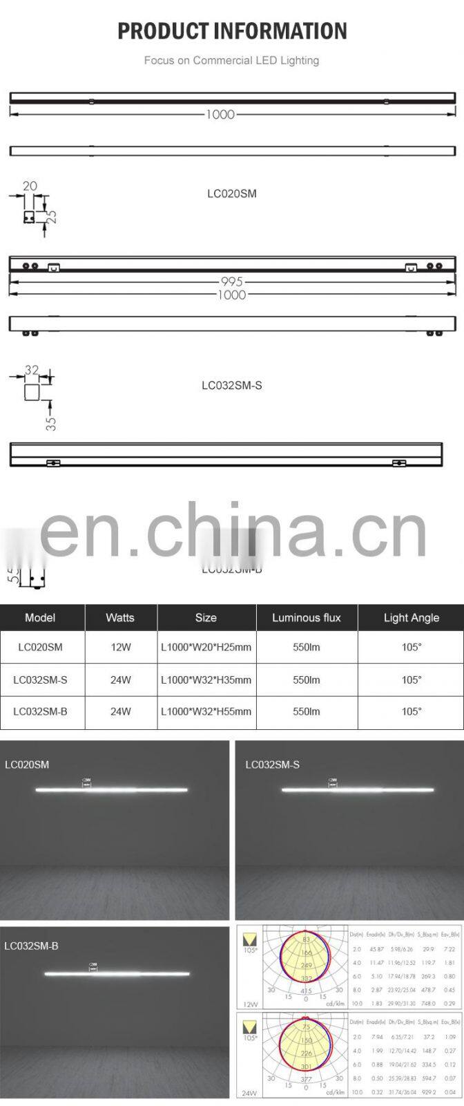 Hot Sale Smd Shopping Mall Office Aluminum Ip65 Waterproof 12w 24w Led Linear Lighting