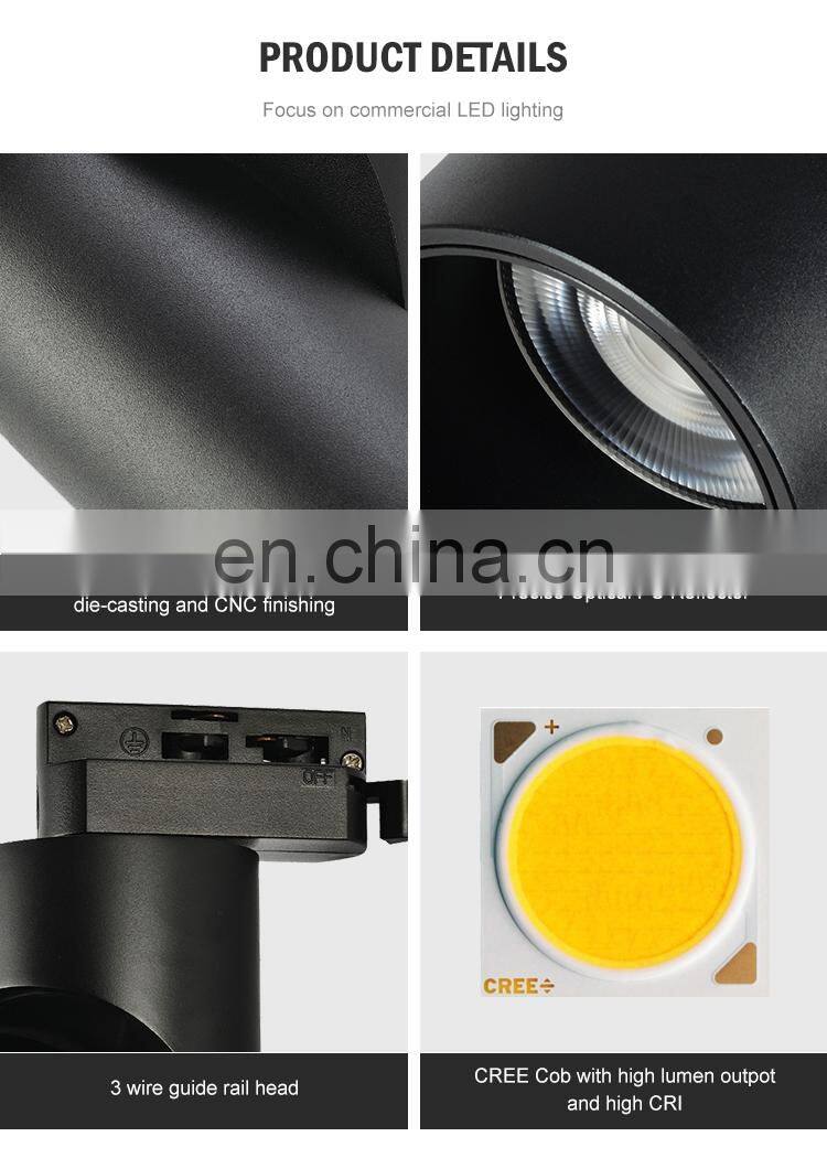 Hot Selling Black Color Aluminum Magnetic Rail Focus Light 12W Led Track Light
