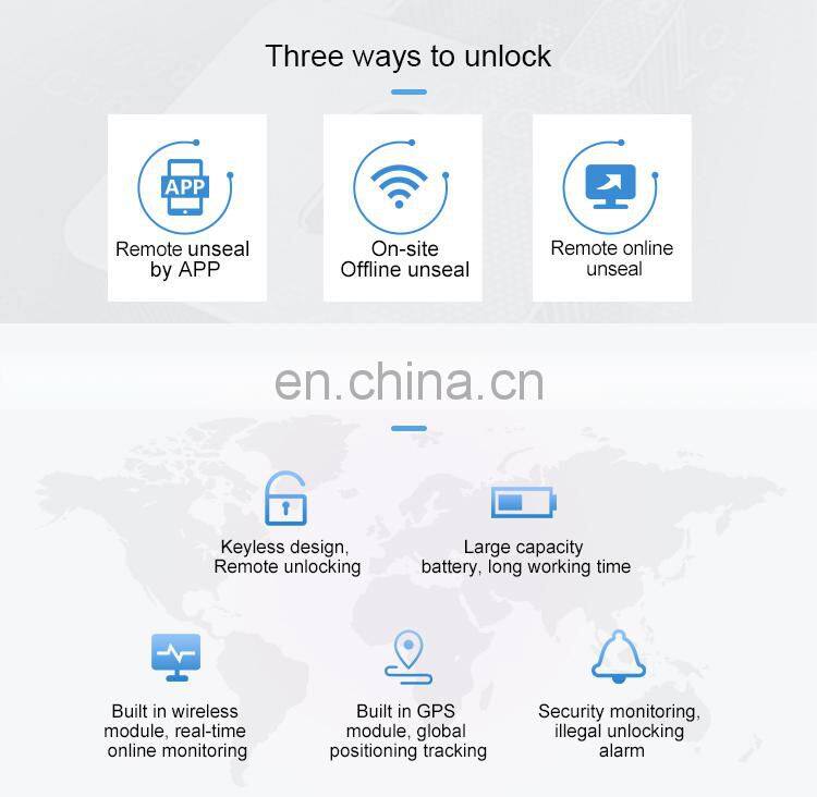 GPS container lock tracker JT705 lock unlock by QR code on site and SMS software APP remotely