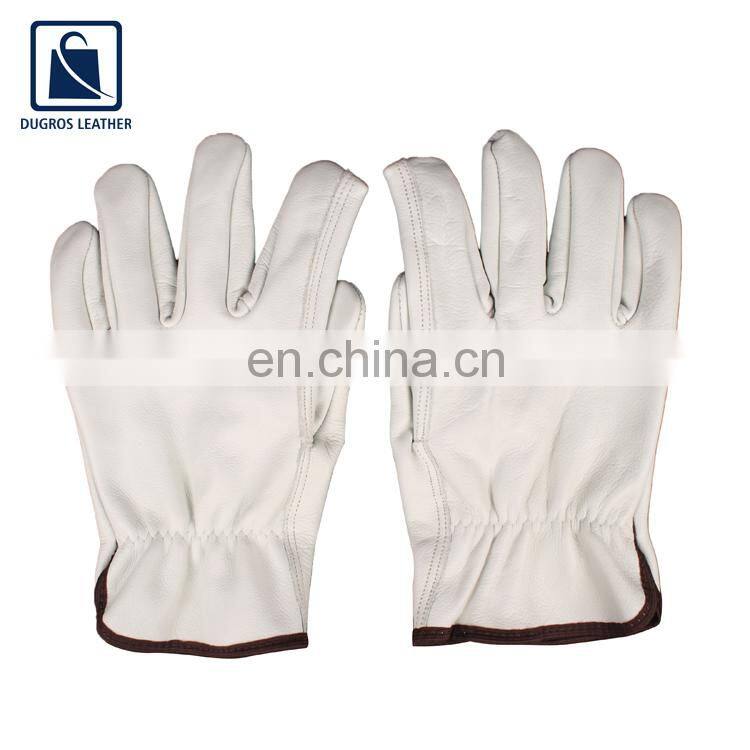 Straight Thumb Color Binding Plain Style Leather Gloves for Wholesale Purchase