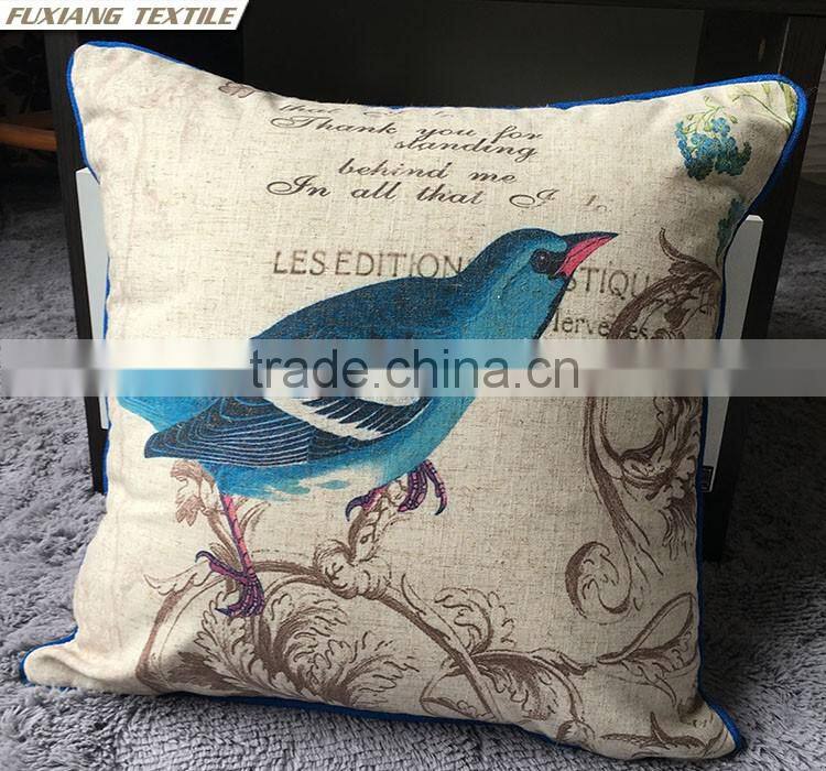flower and birds Pillow with digital print