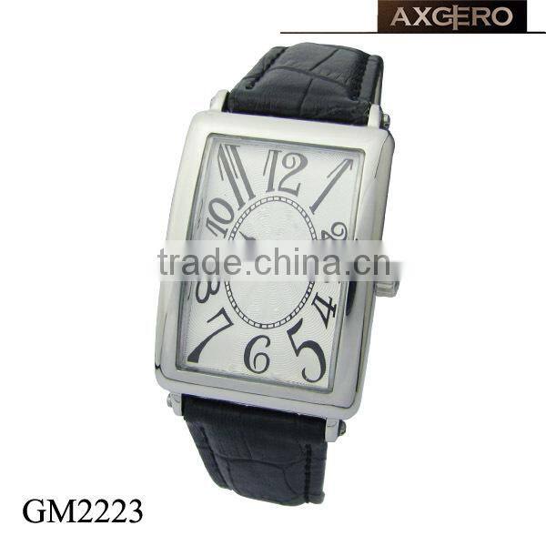 square quartz leather sport watches men