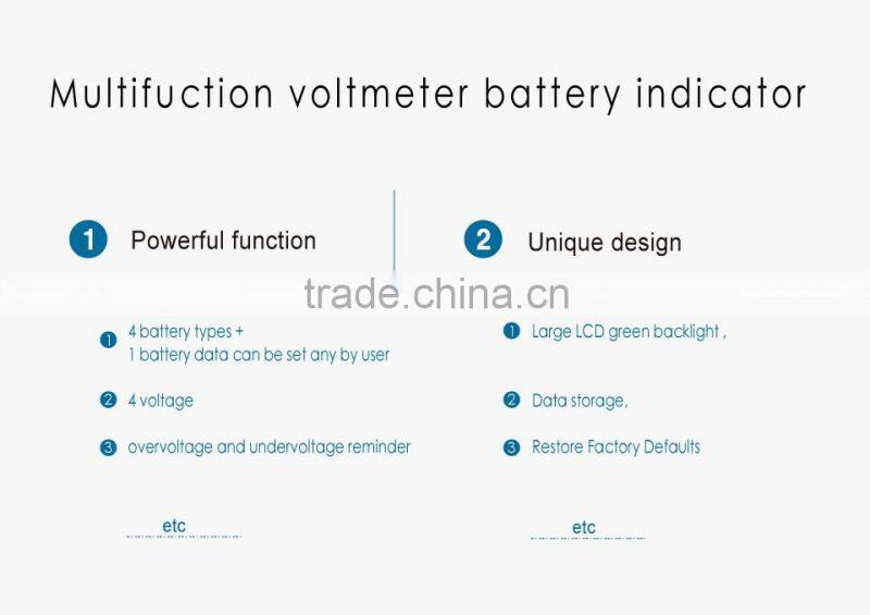 Led backlight battery charge indicator voltage tester voltmeter for Motorcycle ATV Tractor MARINE boat car