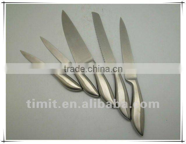 6pcs stainless steel hollow handle good quality with s/s block kitchen knife