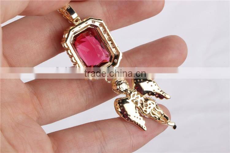 hip hop jewelry red ruby 925 sterling silver angel piece for mens pendant