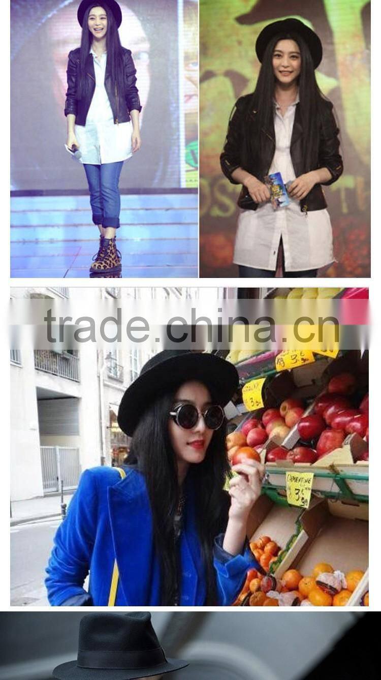 Large Brim Ribbon Fixed Man Women Stage Performance Fedora Jaz Hat