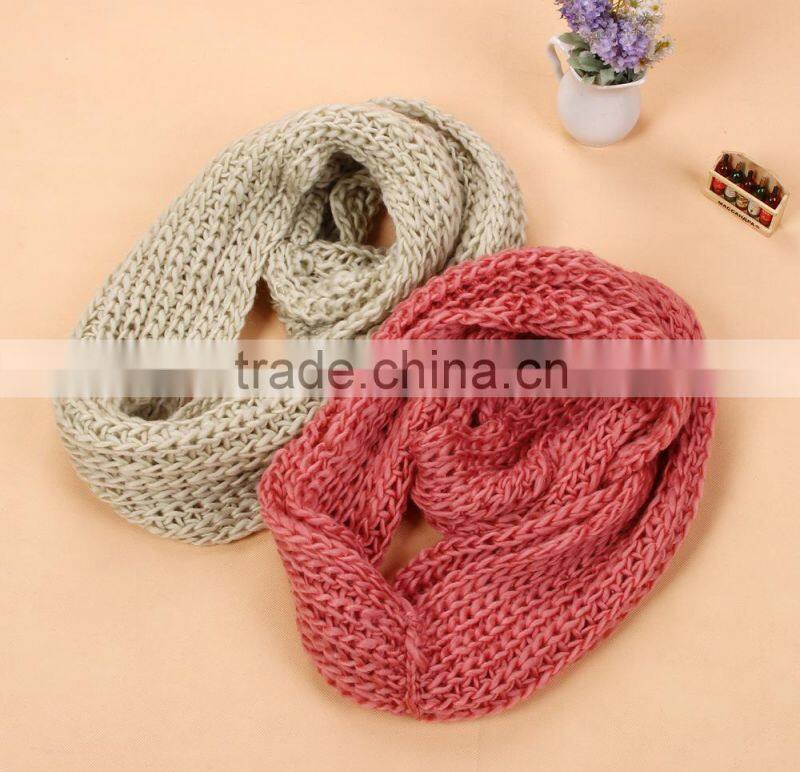 Wholesale Fashion Plain Solid Color Wool Circle Loop Infinity Women Knitted Scarf