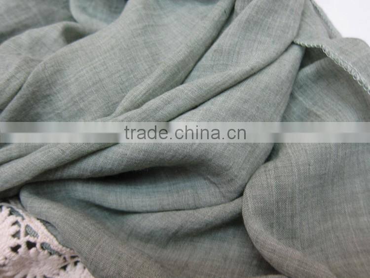 2016 New Large Plain Embroidery Cotton Linen Ladies Fashion Scarves