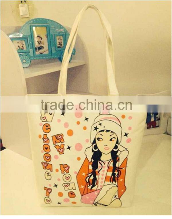 Fashion printing canvas bags large women hot canvas tote shopping bag