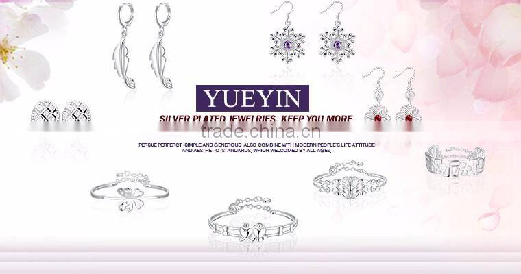 Fashion 925 silver plated circle thin chain bracelets with crystal