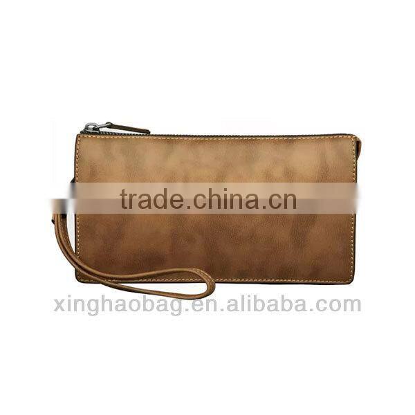 Full grain leather men handbags and purses with wrist