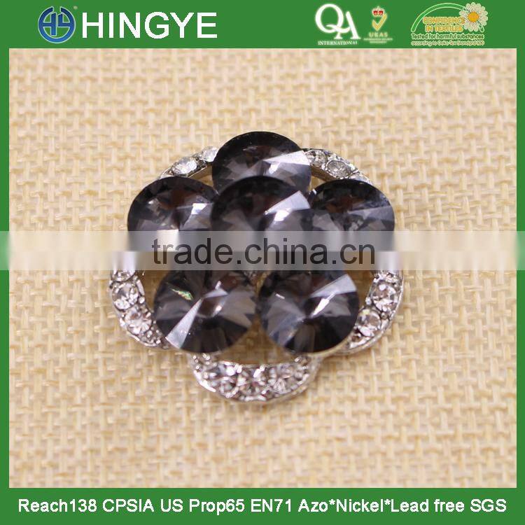 Hot sale large size grey crystal rhinestone button 15777