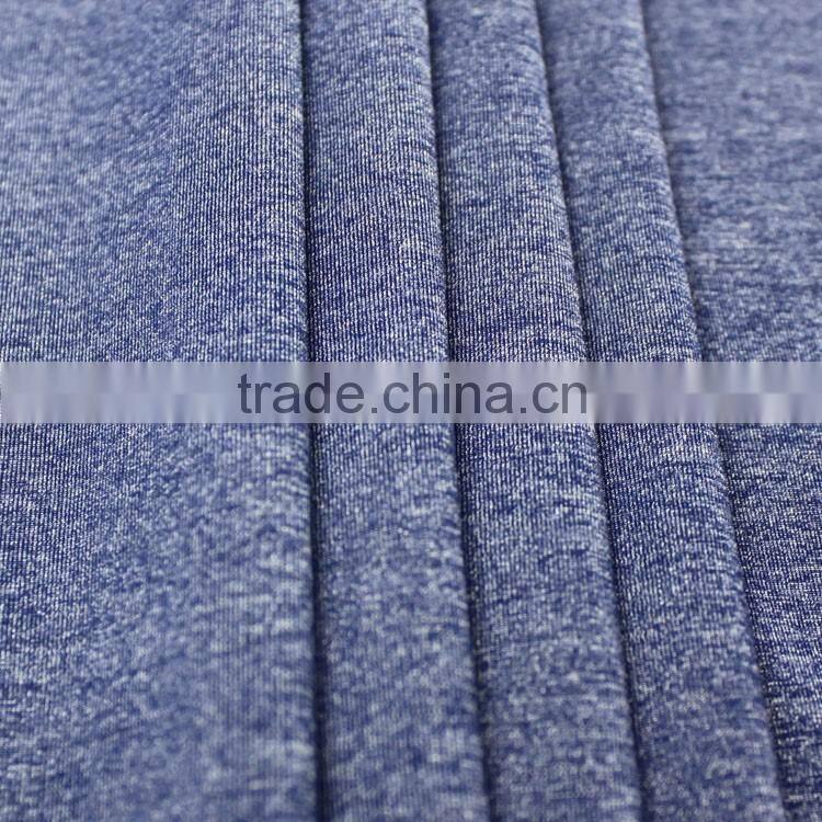 Wholesale stock grey jersey microfiber melange single jersey sports shirt fabric