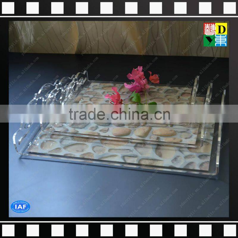 Modern clear Acrylic square printing pattern serving cup trays