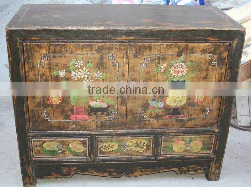 chinese antique two door three drawer cabinet
