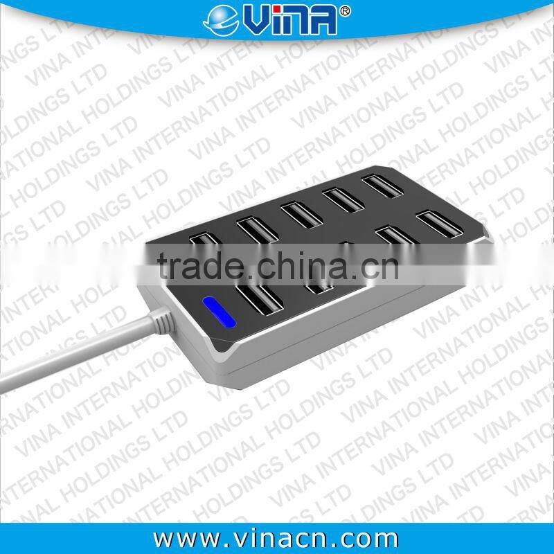 10 PORTS USB HUB 2.0 High Speed /Power AC Adapter