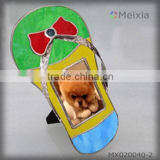 MX020040-16 china wholesale tiffany style stained glass shoe design photo picture frame for home decoration
