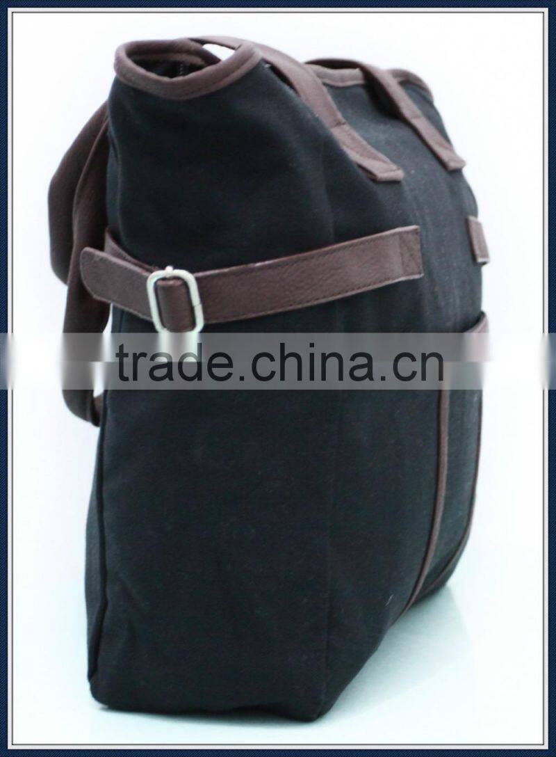 Fashion cotton handbags with PU handle