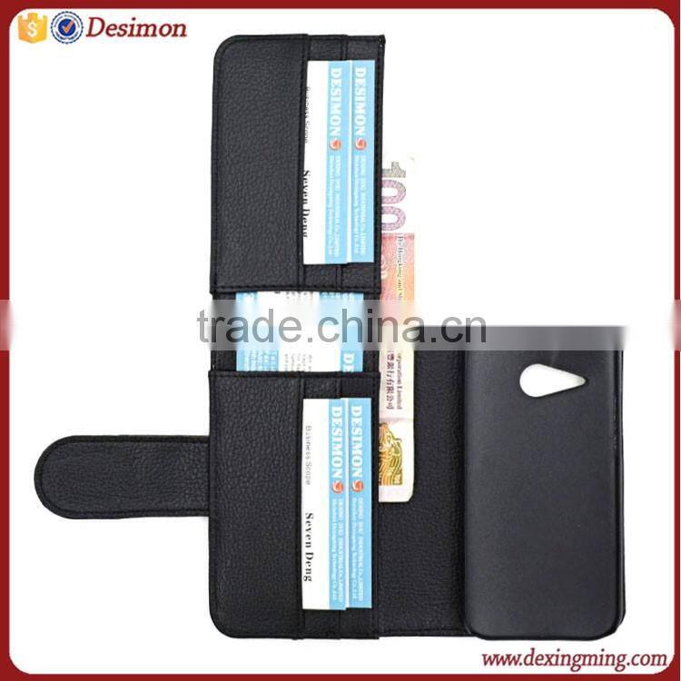 China manufacturer Magnet book style wallet leather case for HTC One M8 mini