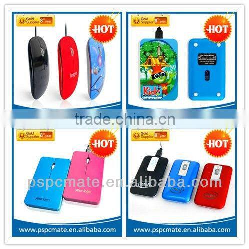 Engrave logo flat mini mouse for promotional use